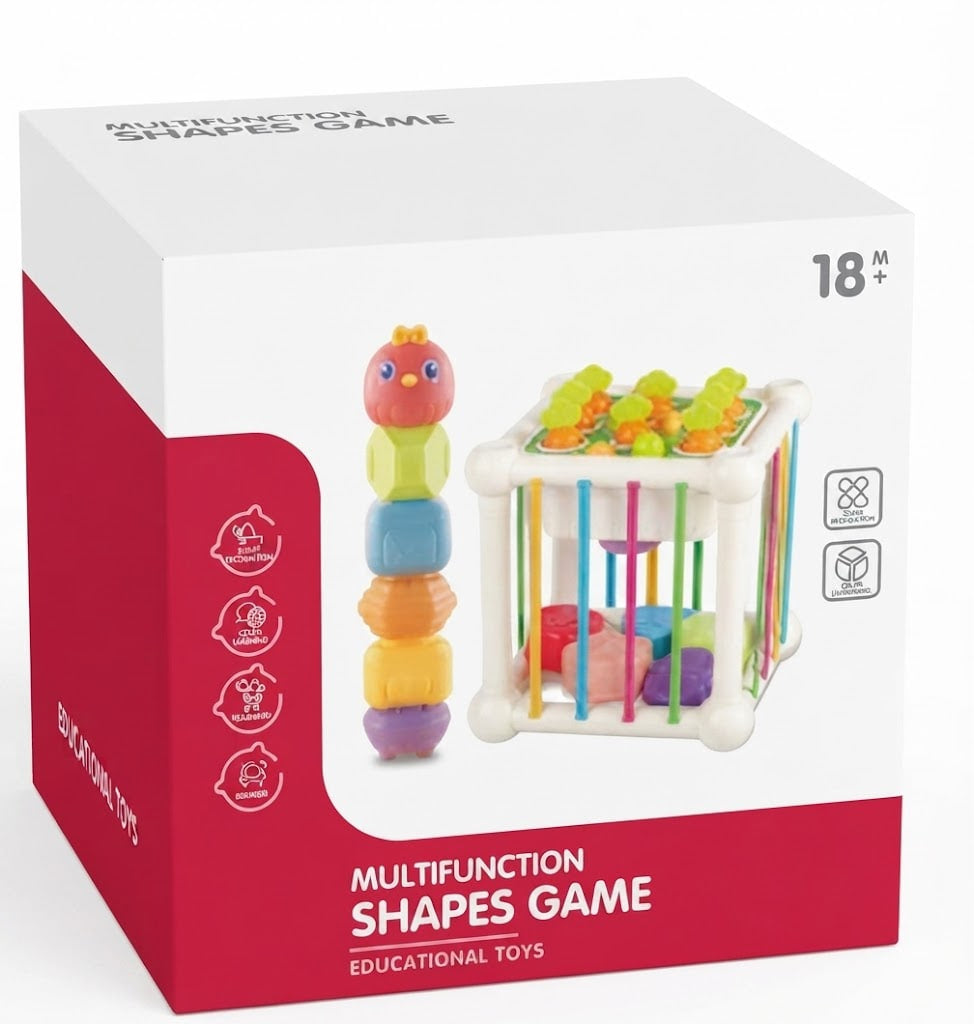 multifunction shape sorting game, shape sorter for kids, montessori shape matching toy, toddler educational shape sorter, geometric block sorting game