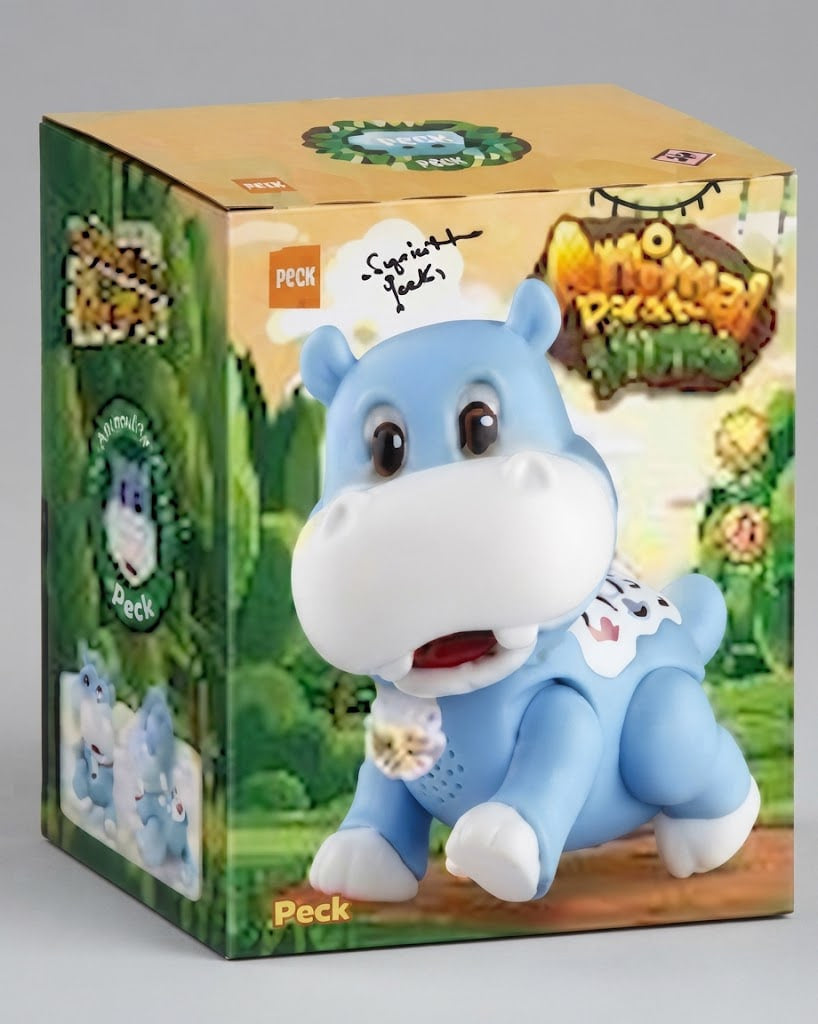 A boxed collectible toy figure of Peck from the game Animal Crossing, shown in its retail packaging against a light gray background.