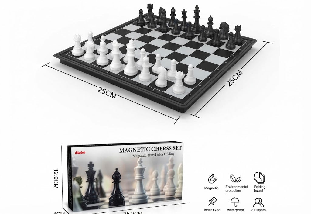 Kids Magnetic Chess Set – Portable Folding Strategy & Logic Board Game