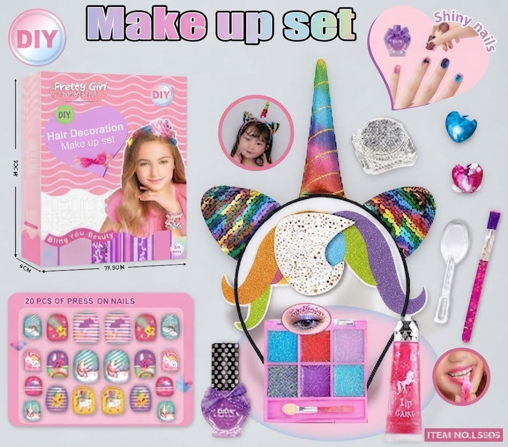 Beauty Makeup Set – Portable Washable Cosmetic Vanity Case & Dress-Up Playset