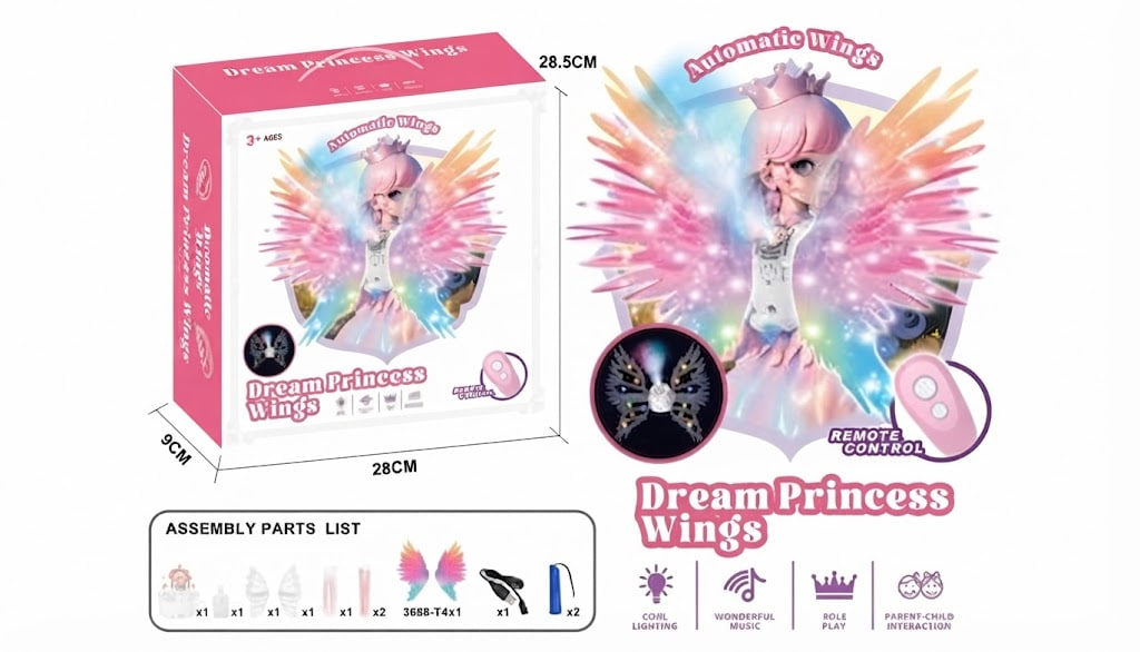 Enchanted Dream Princess Wings – Electric Flapping Wings with Mist Smoke & Remote Control