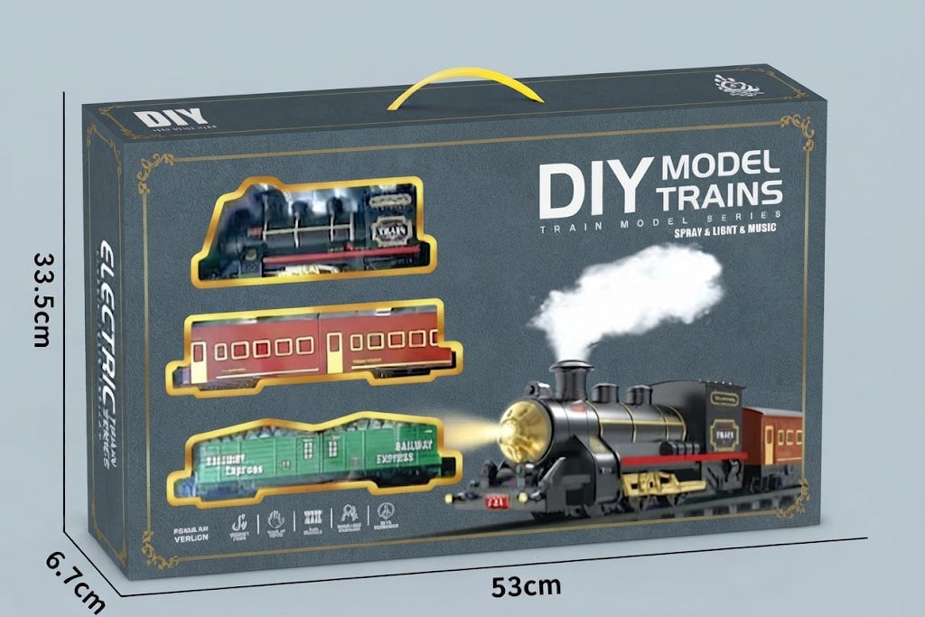 Rechargeable Steam Express Railway Train Set – Interactive Locomotive with Steam Effect
