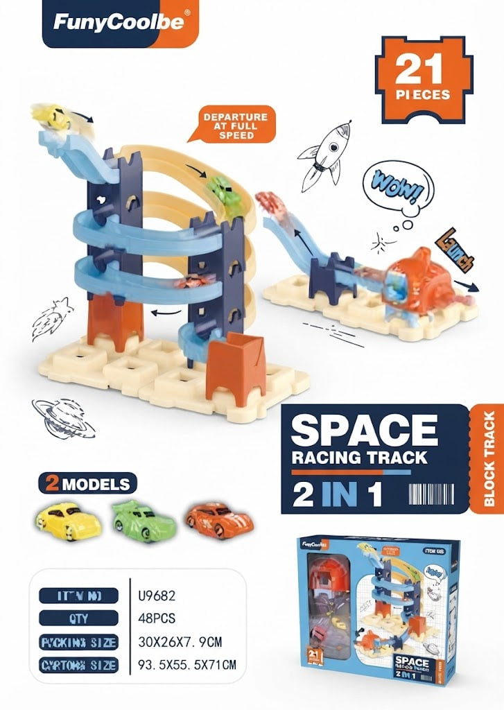 Intergalactic 2-in-1 Space Racing Track Playset – Launch Pad & Gravity Loop Speedway