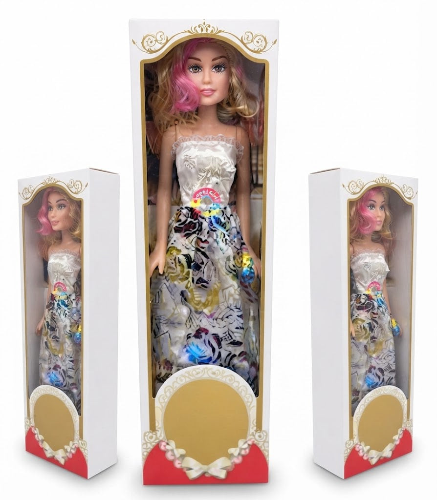 Grand Elegance 28" Life-Size Fashion Doll – Detailed 3D Sculpted Face & Styling Dress