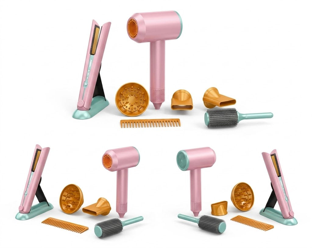 Kids Hair Dryer Pretend Play Set – Light & Sound Toy
