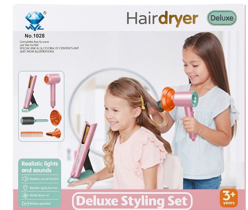 Kids Hair Dryer Pretend Play Set – Light & Sound Toy