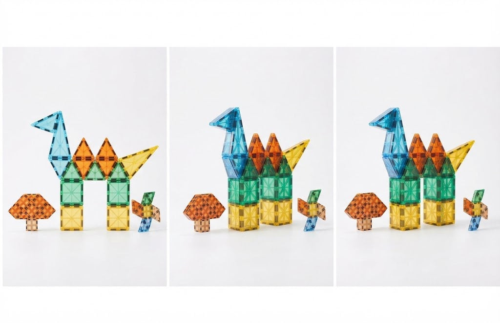 28 Pcs Magnetic Tiles – Starter 3D Building Blocks & Geometric Construction Set