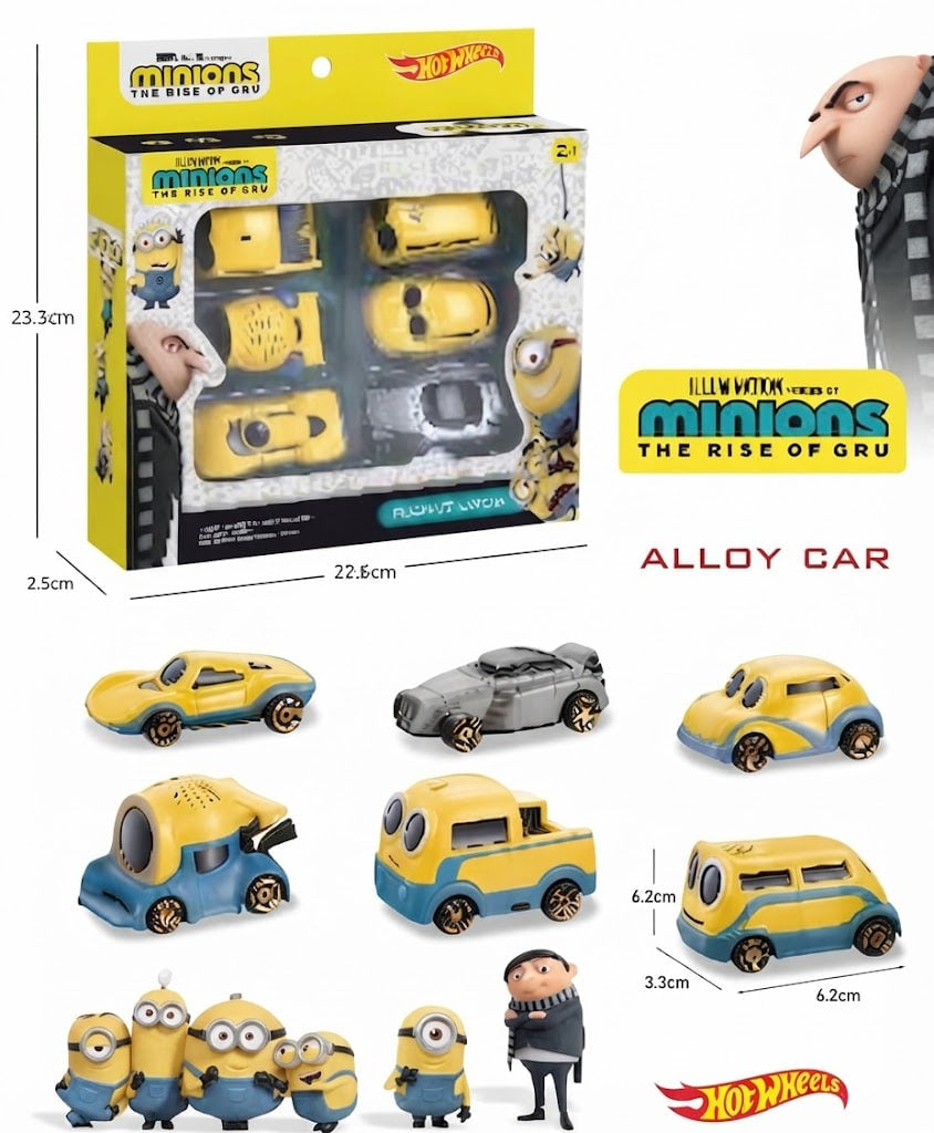 Minions Diecast Metal Car Set – Pack of 6 Racing Vehicles