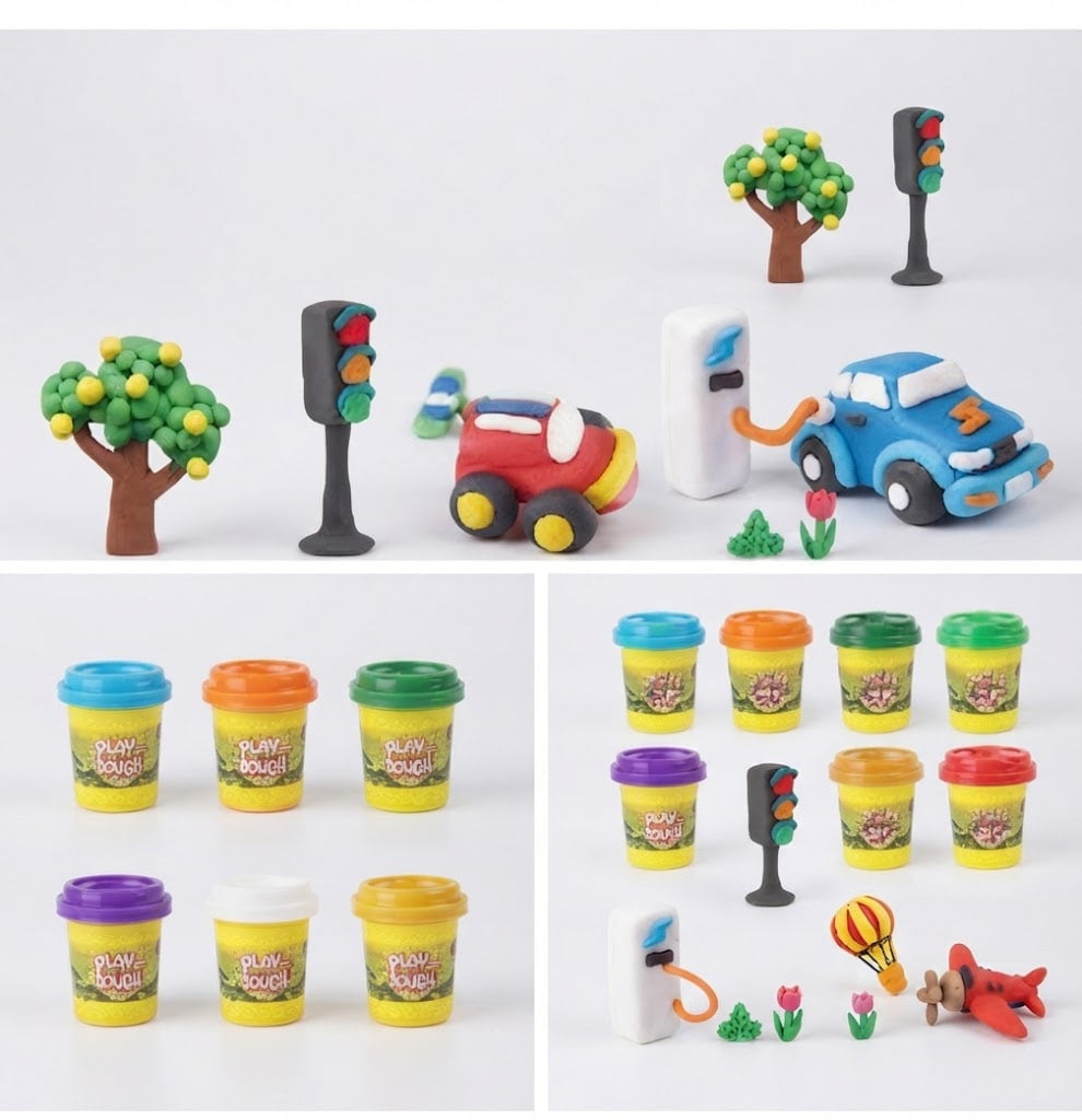Creative Sculpting Modeling Clay Set – Pack of 6 Vibrant Dough Tubs