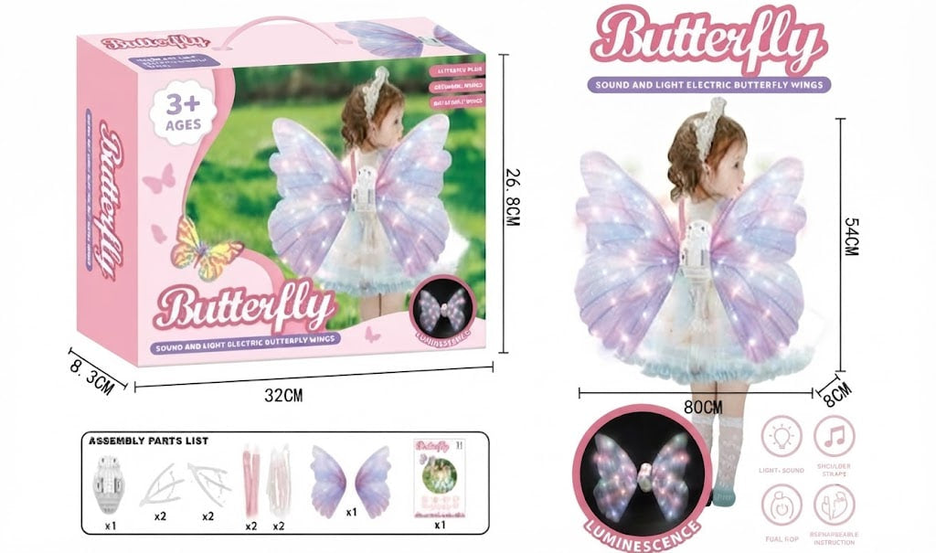 Enchanted LED Butterfly Wings – Wearable Light-Up Dress-Up Wings