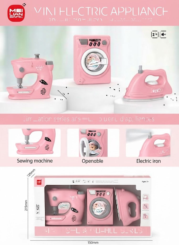 3-in-1 Interactive Mini Home Appliance Set – Electric Housekeeping Playset