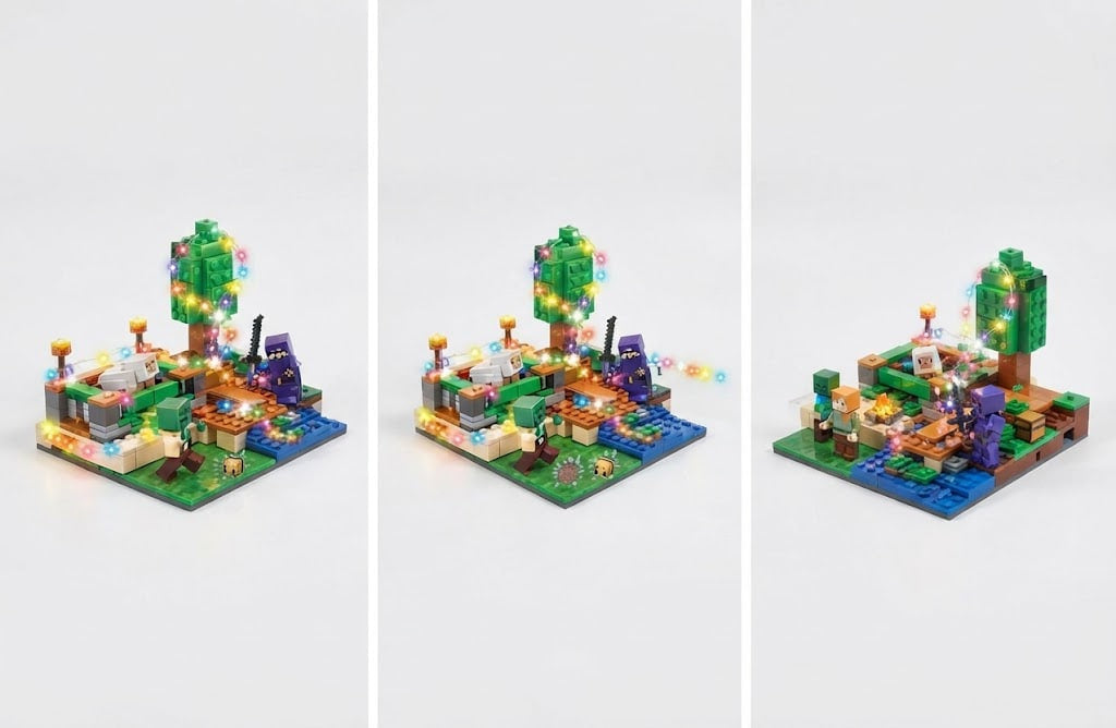 Pixel World Adventure Construction Set – 322-Piece Brick Building Kit
