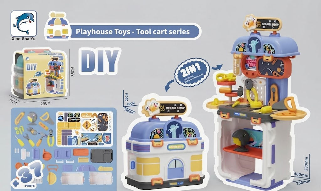 Junior Builder Tool Bench Playset – Playhouse Construction Series with Accessories