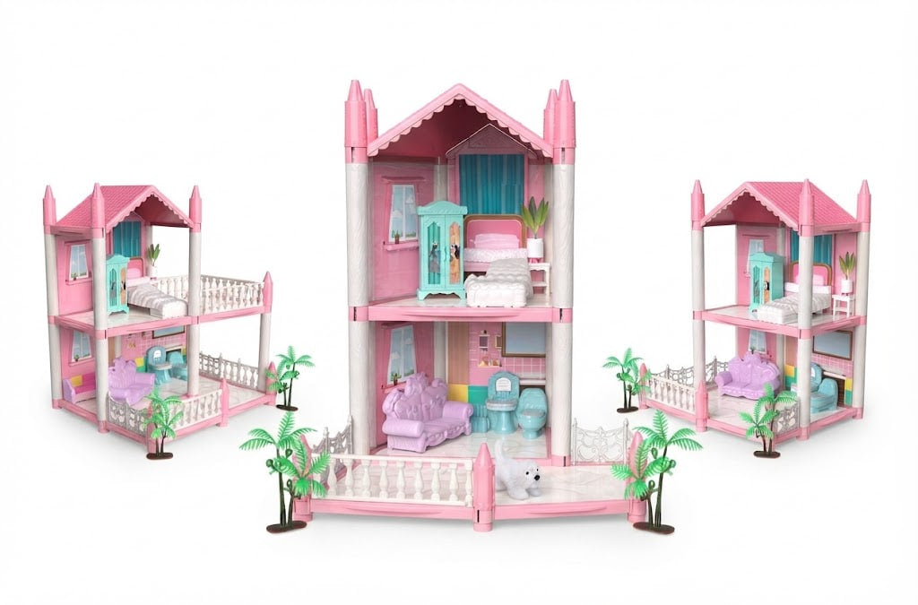 Dream Home DIY Villa Playset – Multi-Storey Dollhouse with Miniature Furniture