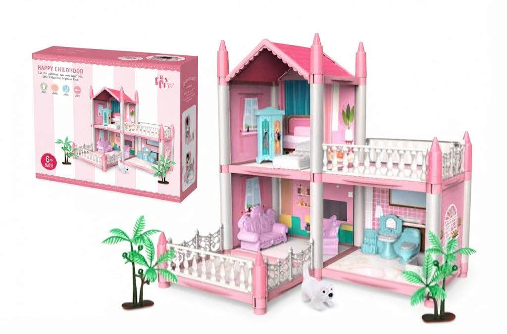 Dream Home DIY Villa Playset – Multi-Storey Dollhouse with Miniature Furniture