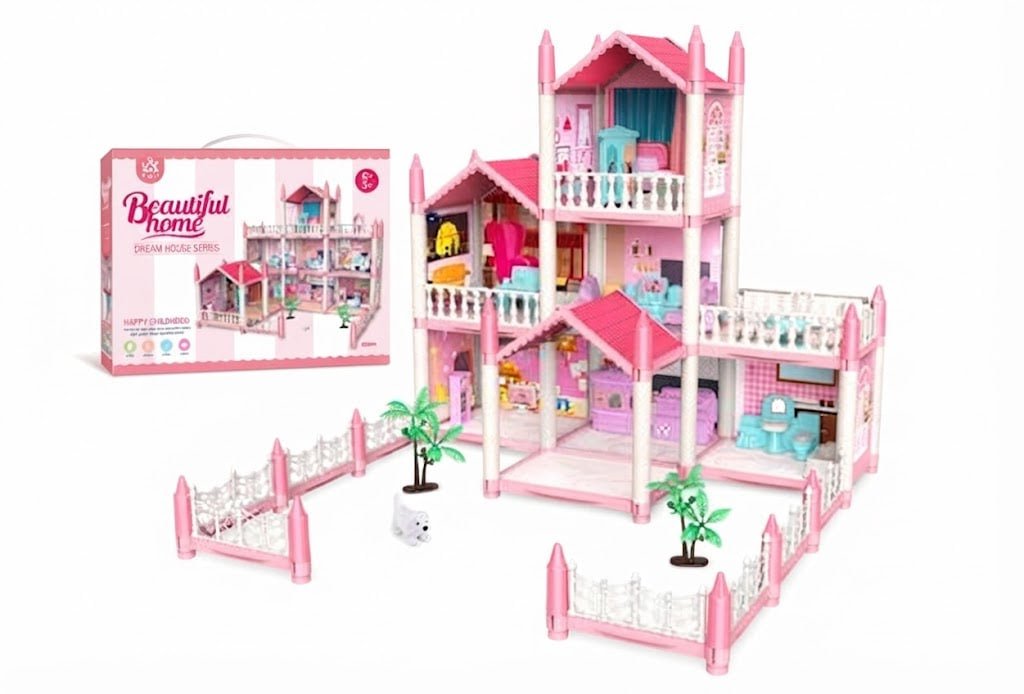 Luxury Dream DIY Villa Playset – Grand Multi-Room Dollhouse with Furniture Accessories