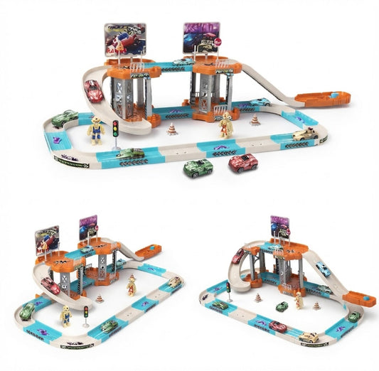 DIY 75-Piece Speed Circuit Race Track Playset – Modular Ramps & Racing Vehicle