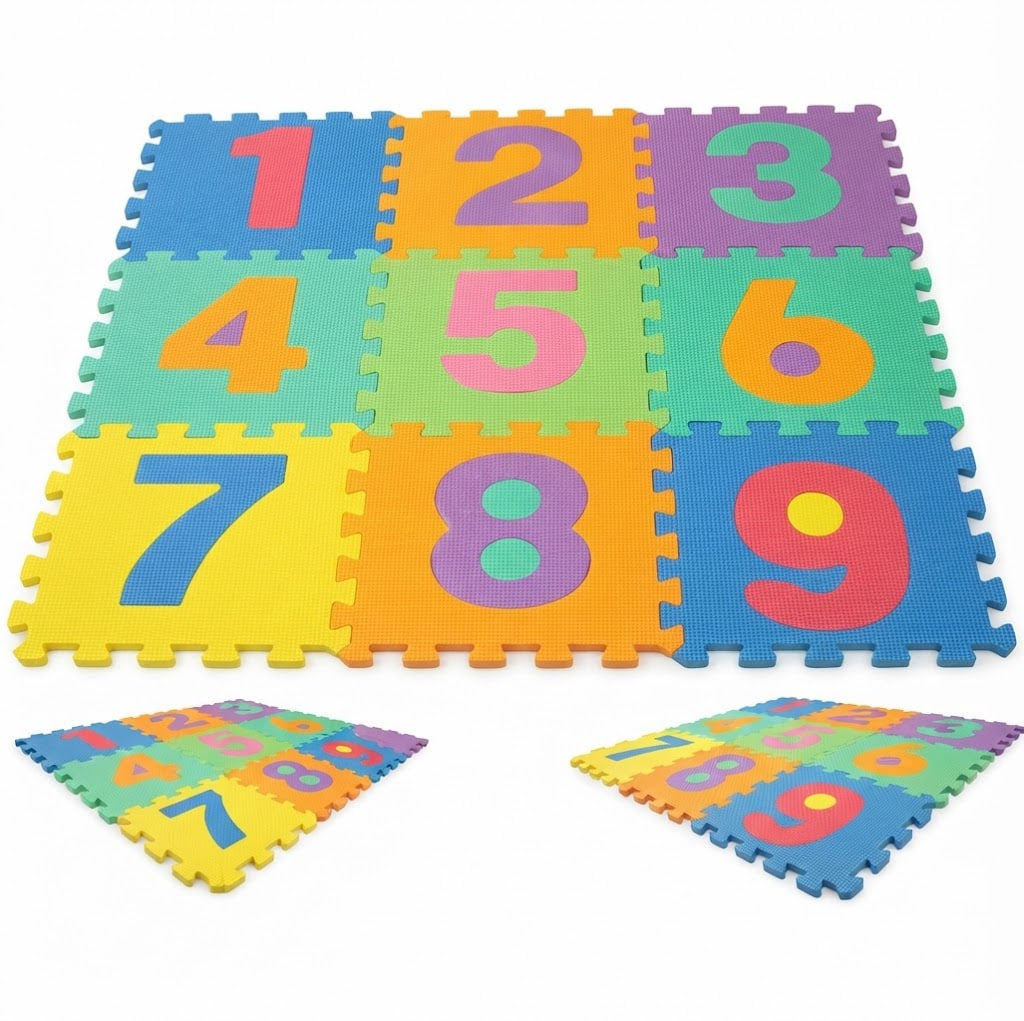 Soft Foam Interlocking Floor Puzzle Play Mat – 10-Piece Cushioned Activity Tiles (10" x 10", 6mm)