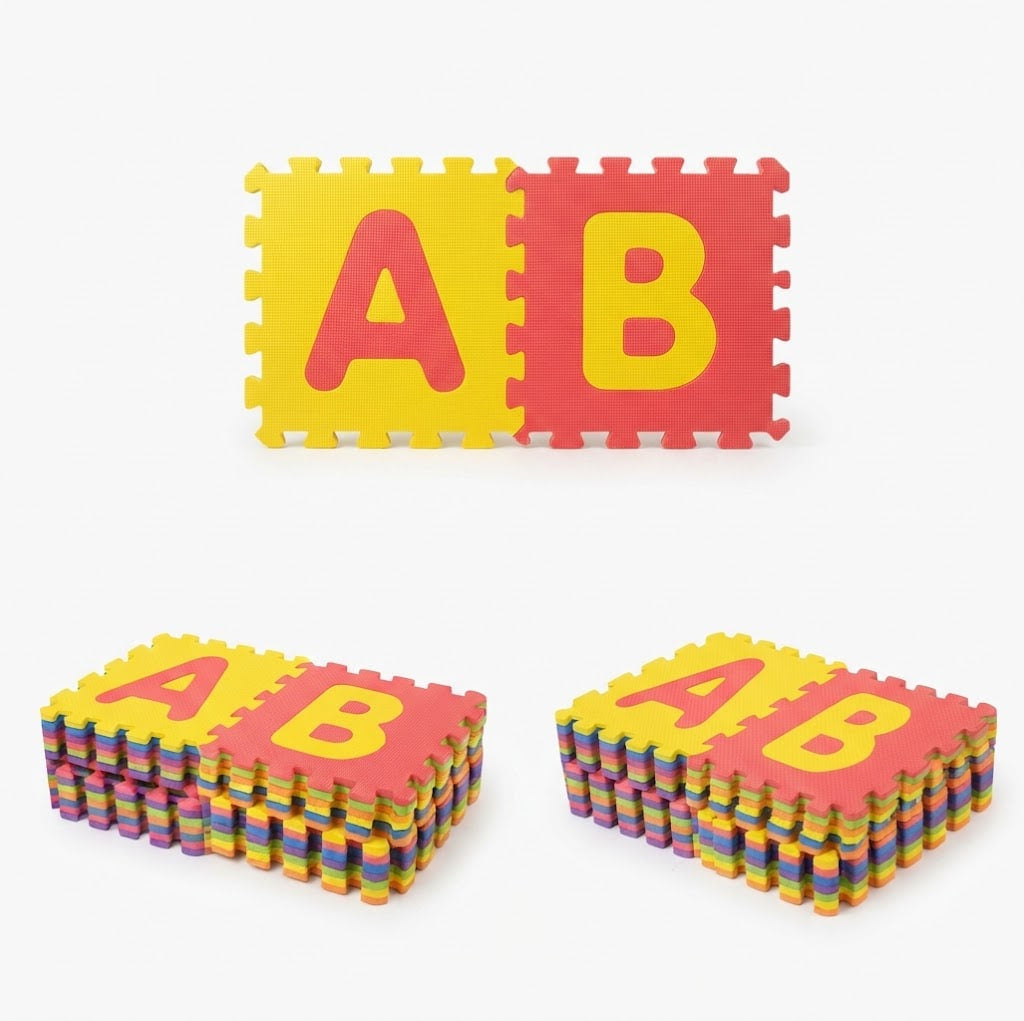 Alphabet & Number Foam Interlocking Floor Puzzle Play Mat – 26-Piece Cushioned Activity Tiles (10" x 10", 6mm)